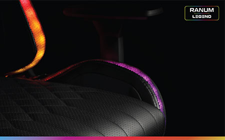 Gamingstol med LED-lys i regnbuens farger