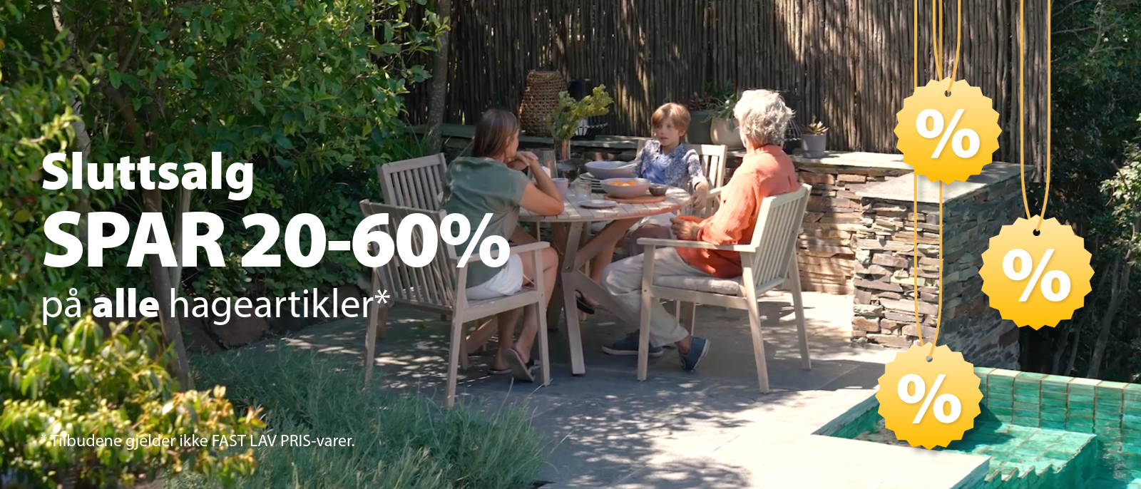 Sluttsalg på alt til hagen - SPAR 20-60%