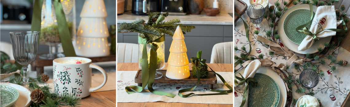 Renate har dekorert bordet til juleselskap