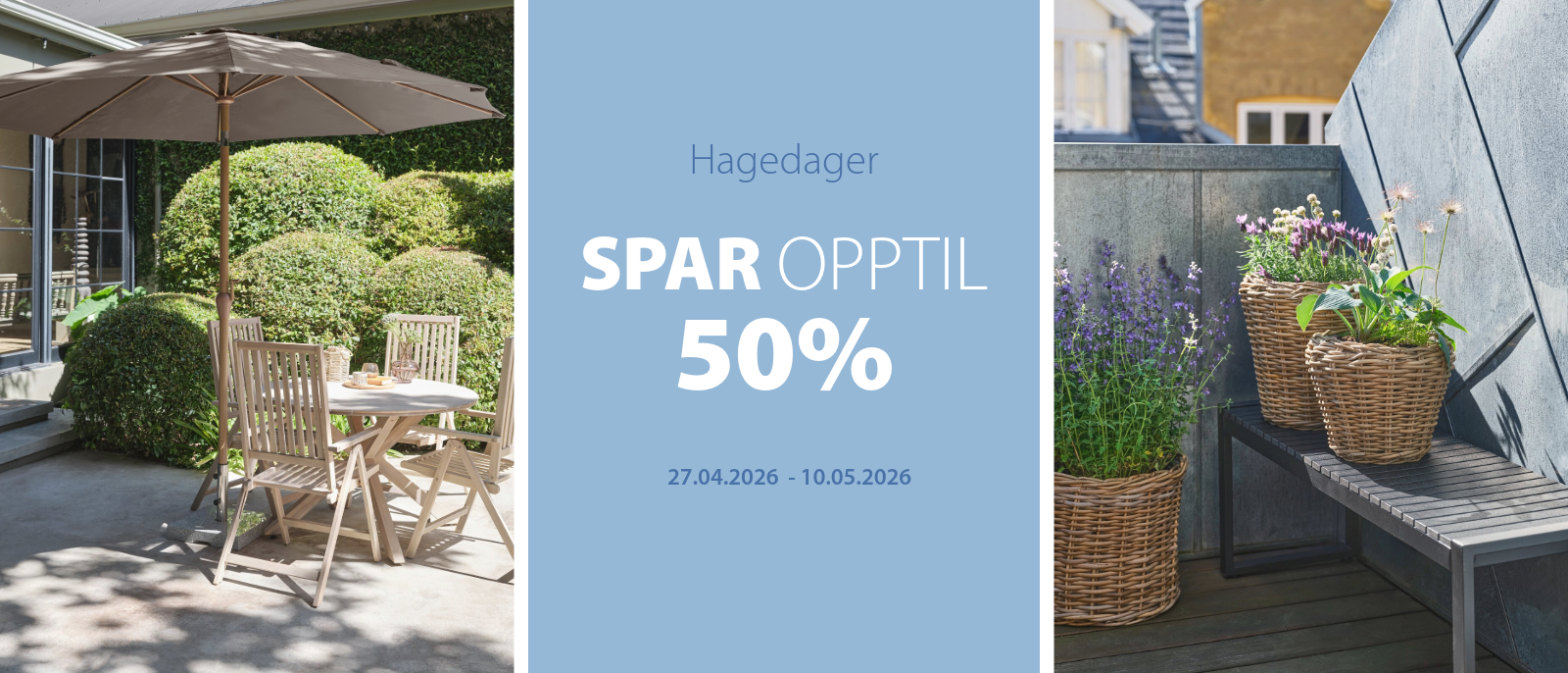 Spar opptil 50% på et utvalg av varer til hagen