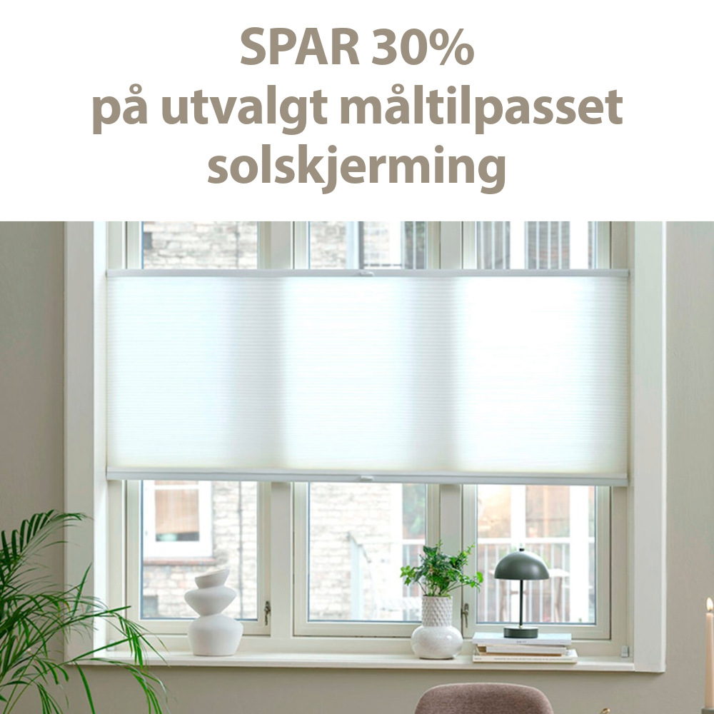 Spar 30% på utvalgt måltilpasset solskjerming