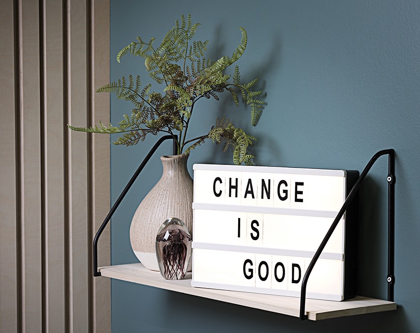 TORLEIF light box with the text "Change is good"