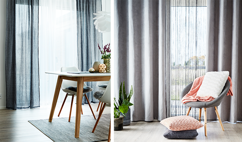 Join the fashion with long curtains in the living room